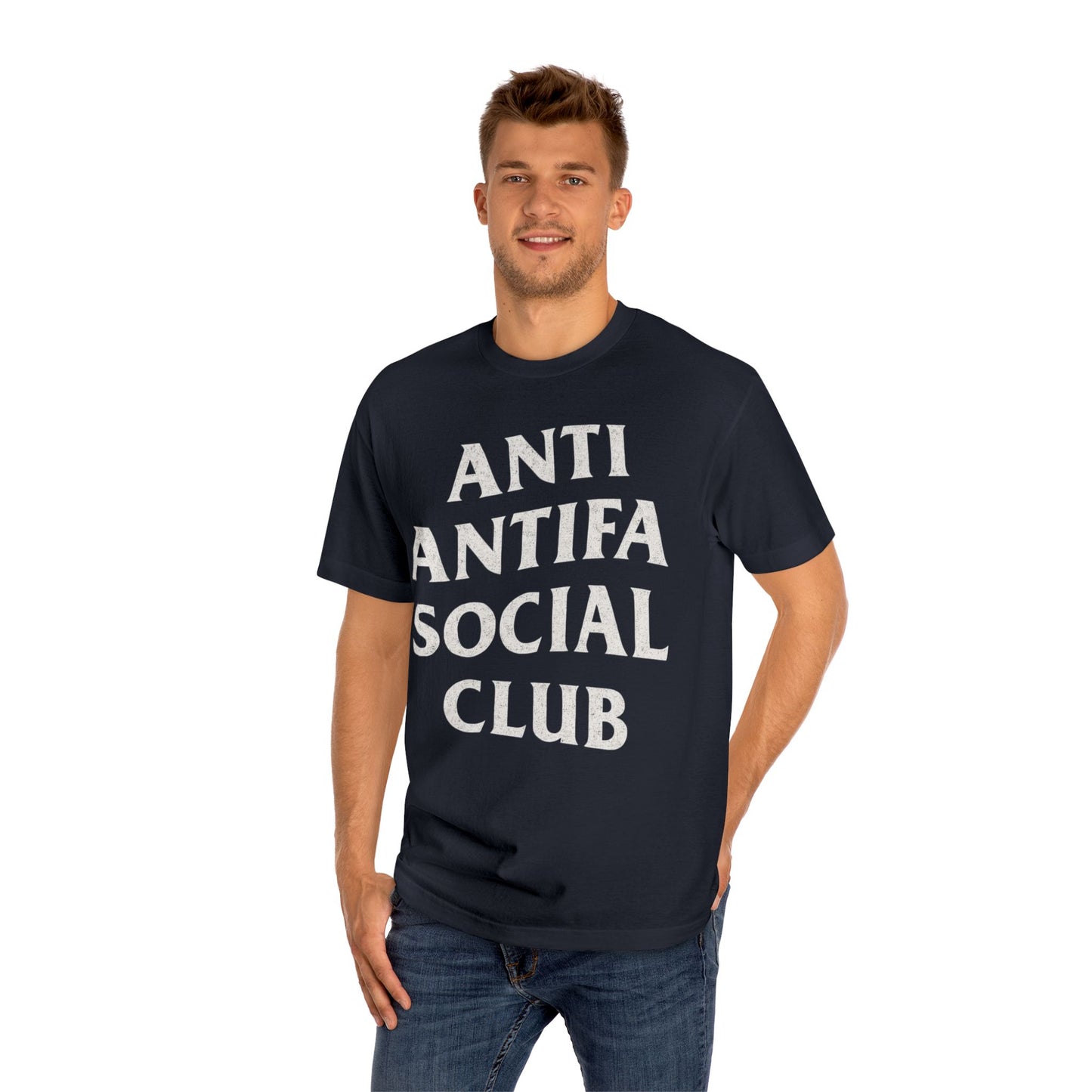 Unisex Classic Tee - Anti Antifa Social Club, Casual Wear, Statement T-Shirt, Streetwear, Gifts for Activists, Unique Graphic Tee