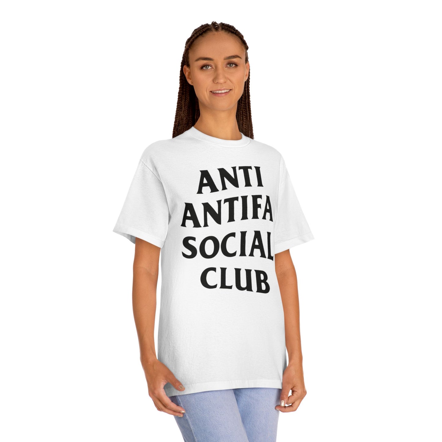 Unisex Classic Tee with Anti Antifa Social Club Design - Trendy Graphic Shirt for Activism, Casual Wear, Gifts, Streetwear
