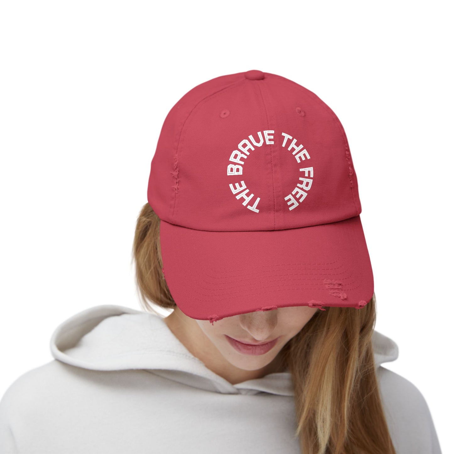 Brave and Free Distressed Cap - Unisex Hat for Adventurers, Casual Wear, Gift for Outdoors Lovers, Summer Accessory, Trendy Fashion [...]